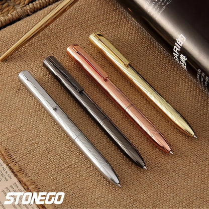 STONEGO Elegant Twist Rollerball Pens Refillable Metal Chrome Ballpoint Durable Signature Gift Pens for Office School