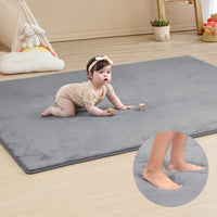 Gray Memory Foam Baby Play Mat for Playpen Thick Large Crawling Mat for Floor Soft Velvet Non-Slip for Kids Playroom Mat Rug
