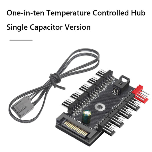 4-Pin PWM Fan Power Supply Cable 1 To 10 Way Splitter Hub SATA Powered 4 Pin PWM Fan Hub Cooler Cooling Adapter for PC Computer