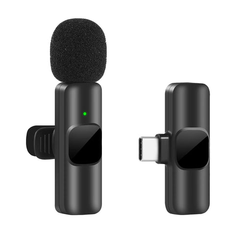 Wireless Lavalier Microphone - Mini Clip-On Mic for iPhone Android Recording