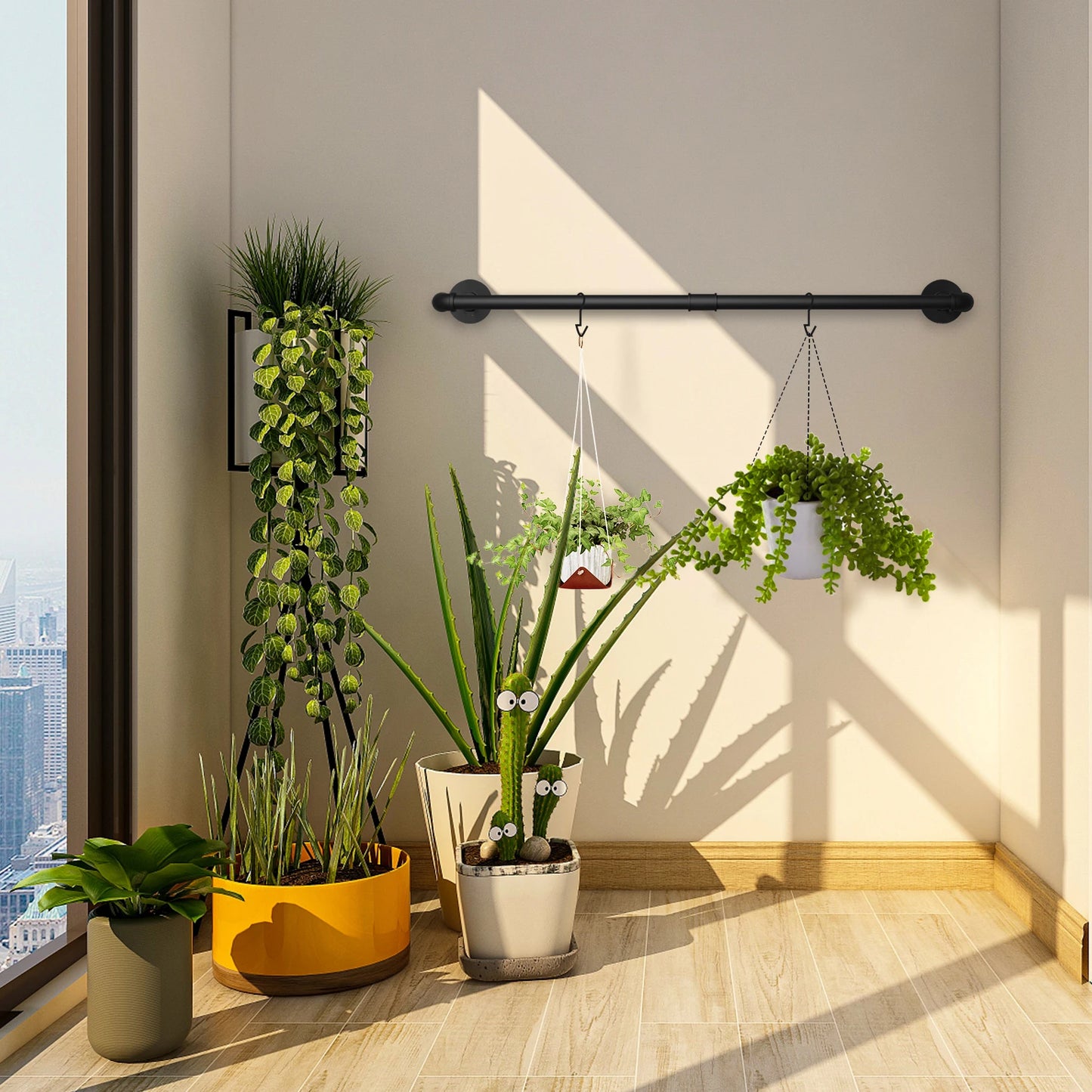 Wall Hanging Clothes Rail Set of 2 Industrial Pipe Metal Coat Hanging Rack Wall Mounted