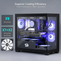 Redragon GC218M Gaming Back-Mounted PC Case, M-ATX Computer Chassis 2 x 120mm Fans Pre-Installed & High Airflow Perforated Panel