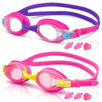 2 Pack Kids Swimming Goggles Age 3-14 Years Old Anti-fog 100% UV Protection Clear Vision No Leaking Quick Adjustable Strap