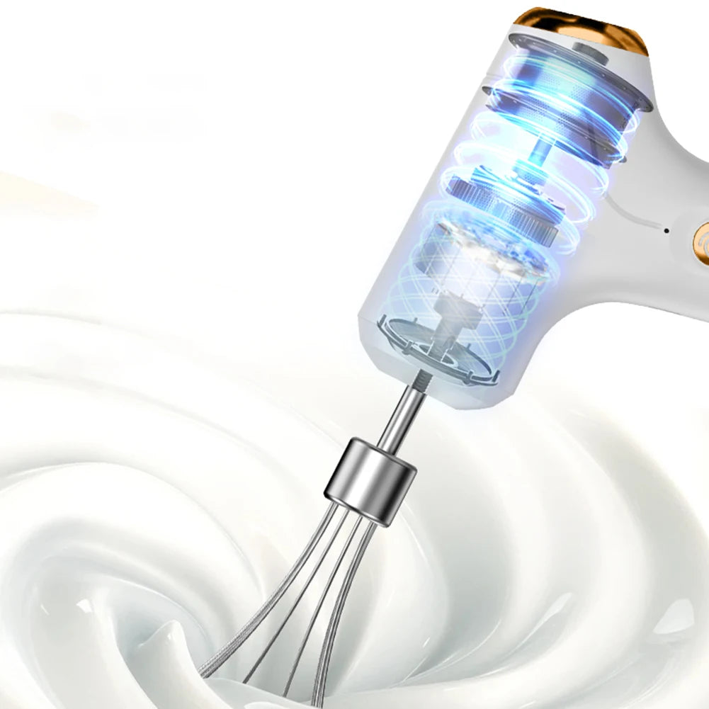 Handheld Mixer Electric Mixer Mini Electric Whisk USB Rechargeable Egg Beater Set with One-Touch Speed Control for Kitchen