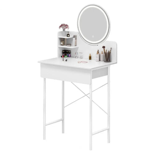 1SET Dresser Vanity Makeup Table Girl Women Dressing Table with 3level Adjustable LED Mirror for Bedroom Gift Makeup Vanity Desk