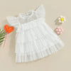 2023-02-20 Lioraitiin 0-4Years Toddler Kids Girls Dress Stars Moon Sequins Fly Sleeve Princess Dress Ruffles Tulle Dress