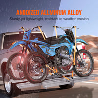 VEVOR Motorcycle Carrier, 2-Bike 600 LBS Aluminum Motorcycle Carrier Hitch Mount, Loading Ramp, Scooter Dirt Bike Trailer Hauler