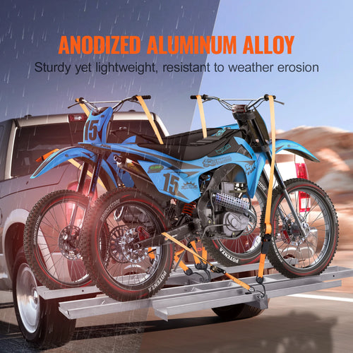 VEVOR Motorcycle Carrier, 2-Bike 600 LBS Aluminum Motorcycle Carrier Hitch Mount, Loading Ramp, Scooter Dirt Bike Trailer Hauler