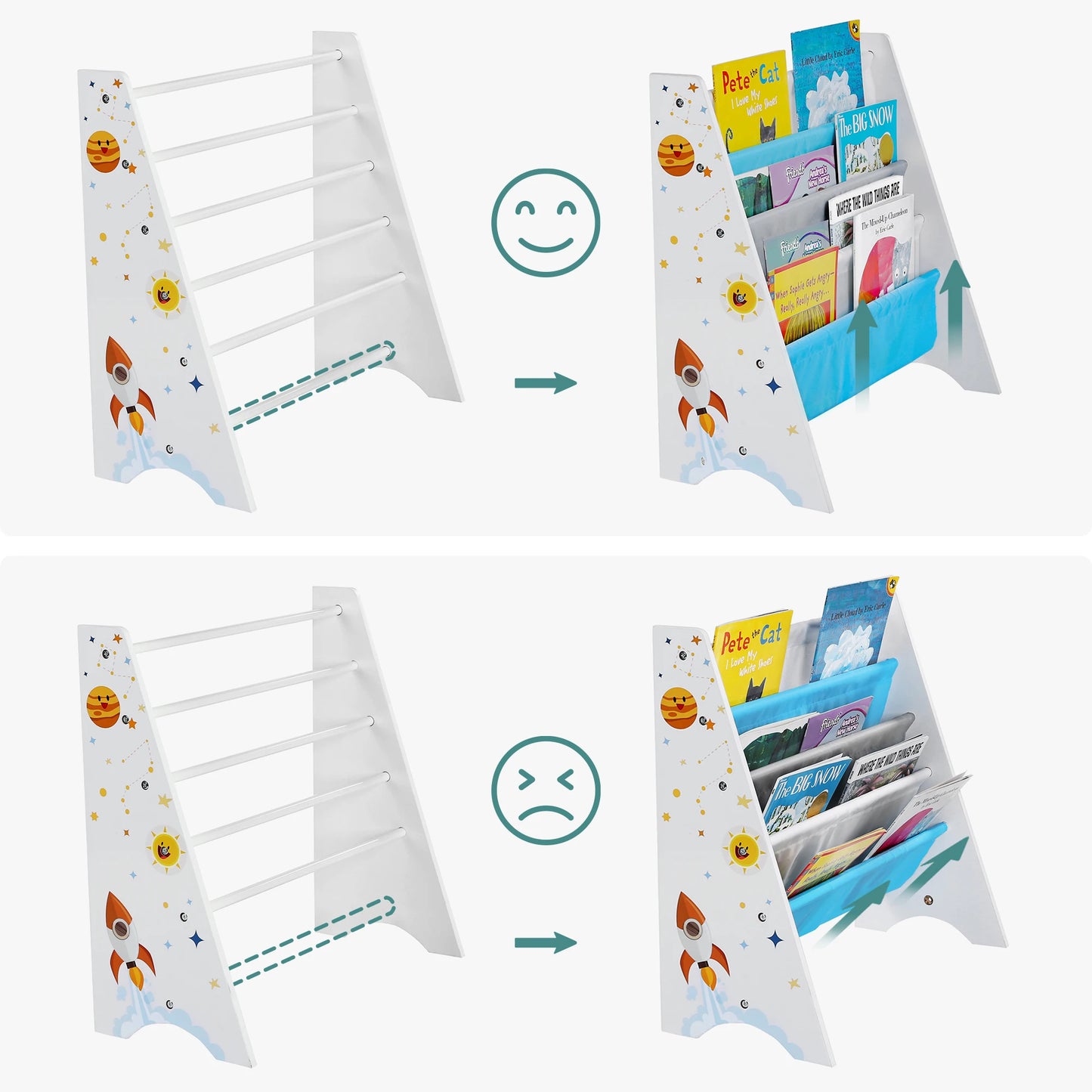 SONGMICS Kids’ Bookcase, Book Organizer, with Anti-Tip Kit, Storage Shelf for Children's Room, Playroom, School