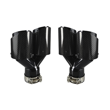 1 Pcs Universal Car Carbon Fibre Tail Throat Silencer Length Black Y-Shaped Double Out Twill Glossy Exhaust Muffler Tip
