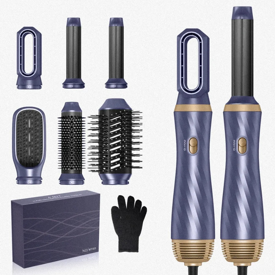 Hair Dryer Brush 5 in 1 Detachable Blow Dryer Brush Negative Ionic Hot Air Brush Hair Styling Tool Set Round Hot Air Straighten