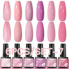 6/8Pcs Spring Pink Color Gel Nail Polish Set Semi Permanent Varnishes Nail Art Design Hybrid Soak Off UV LED Gel Manicure Kit