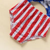 Youthful Girl s Patriotic  Swimsuit Sleeveless V Neck Cutout Beach Pool Swimwear Romper for 4th of July Celebrations