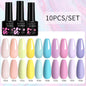 LILYCUTE 10PCS/Set Набір гель-лаків для нігтів Рожевий фіолетовий гель для нігтів Напівперманентний УФ світлодіодний лак Nail Art Design Soak Off Набір гелів для нігтів