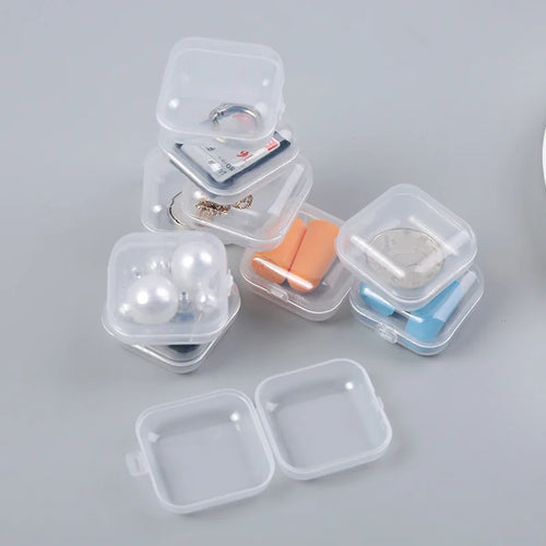 Mini Small Boxes Square Transparent Plastic Box Jewelry Storage Case Finishing Container Packaging Storage Box For Earrings