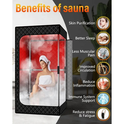 Portable Large Infrared Steam Sauna for Relaxation, Indoor Sauna Tent with XL Steamer, Folding Chair, Waterproof Saunas