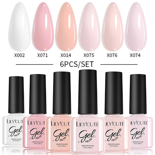 LILYCUTE 6Pcs Colorful Reflective Glitter Nail Art Liner Gel Nail Kit Sparkling Painting Gel Nail Polish Semi Permanent UV Gel