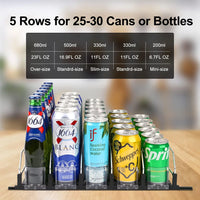 Canned Beverage Push Rack Drink Organizer Dispenser Spring Push Adjustable Storage Shelf E-shaped Glide Kitchen Fridge