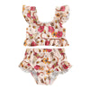 2022-12-09 Lioraitiin 0-3Years Toddler Baby Girl 2Pcs Bikini Set Flower/Bull Head Print Fly Sleeve Vest Briefs Bathing Swimsuit