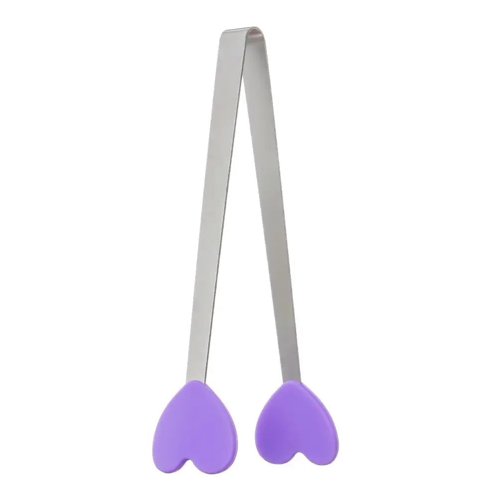 Creative Silicone Stainless Steel Mini Snack Food Tongs Non-slip Handles BBQ Bread Ice Cube Clip Kitchen Accessories BBQ