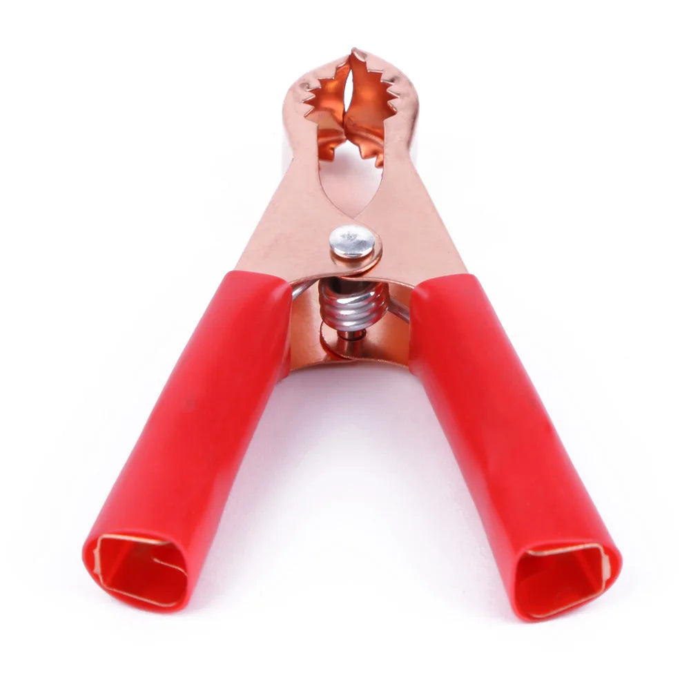 4pcs Battery Test Lead Clips Copper-plated 50A Cell Alligator Clamp Connector Insulated Handle Lightweight for Electron Industry