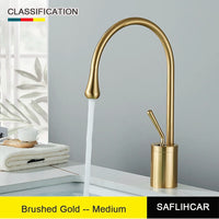 Brushed Gold Basin Faucet Black Faucet Deck Mounted Basin Sink Tap Hot & Cold Mixer Brass Tap for Bathroom