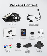 New Lexin G2 Motorcycle Intercom Helmet Bluetooth Headsets,Handsfree Communicator Up to 6 Riders Interphone with FM Radio