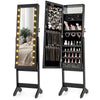 LED Mirror Jewelry Cabinet w/20 LED Lights Full-Length Mirror Adjustable Angles
