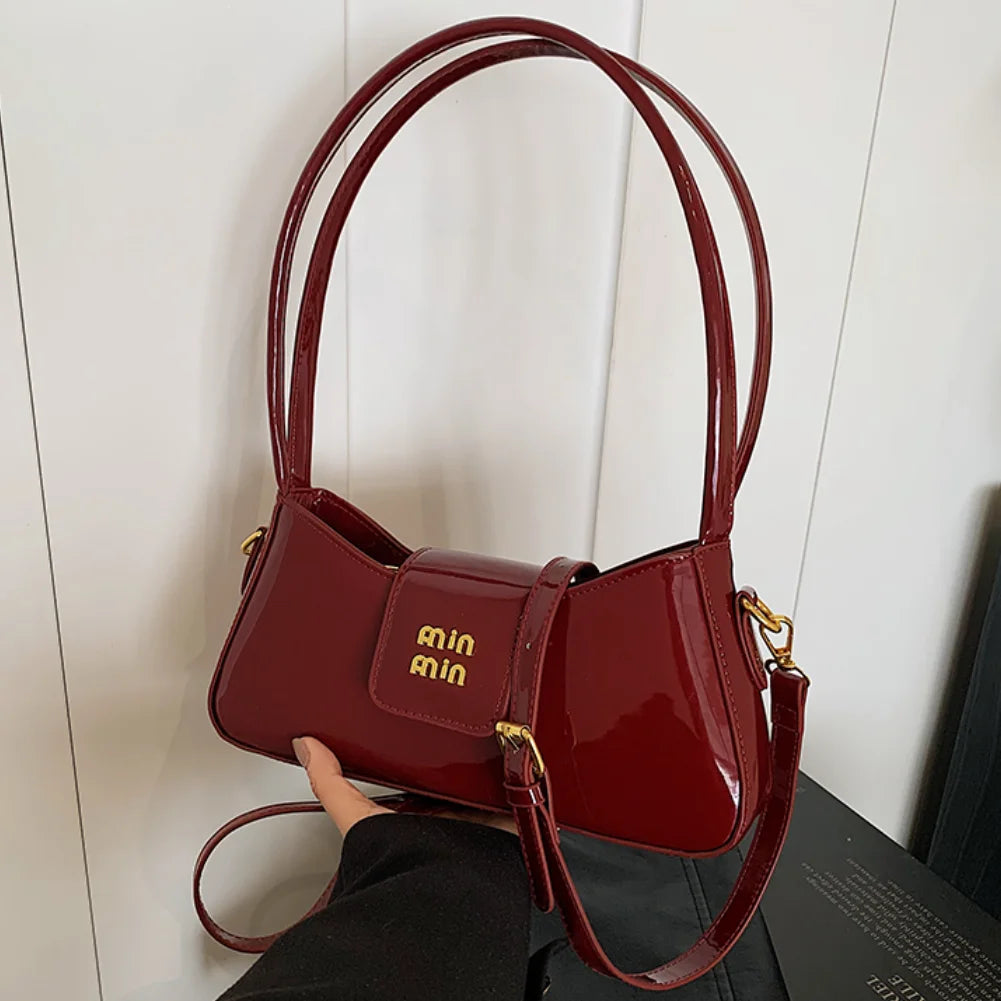 Light Luxury High-end Patent Leather Ladies Shoulder Bag 2025 New PU Leather Women Tote Bag Underarm Handbag Crossbody Purse