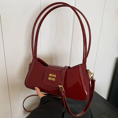Light Luxury High-end Patent Leather Ladies Shoulder Bag 2025 New PU Leather Women Tote Bag Underarm Handbag Crossbody Purse