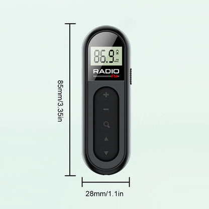 FM Radio Backlight LCD Display Mini Pocket Clip Radio with 3.5mm Headphones Personal Walkman Radio Receiver for Walk Camping