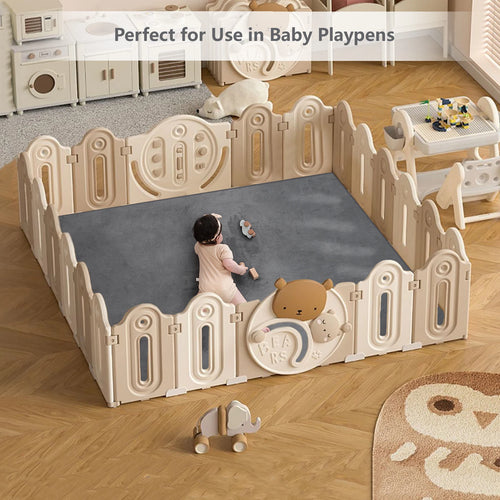 Gray Memory Foam Baby Play Mat for Playpen Thick Large Crawling Mat for Floor Soft Velvet Non-Slip for Kids Playroom Mat Rug