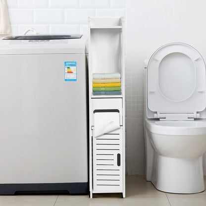 Bathroom Storage Cabinet 80x15.5x15CM Bathroom Toilet Furniture Cabinet White Wood Cupboard Shelf Tissue Storage Rack
