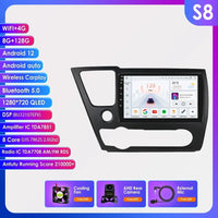 Hizpo For Honda Civic 9 2013 2014 2015 2016 Android 13 Carplay Car Radio Multimedia Video Player GPS Navigation 2 Din Autoradio