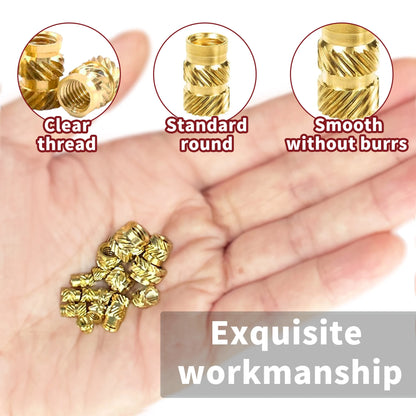 428Pcs 5 Values M2 M2.5 M3 M4 M5 Female Thread Knurled Nuts Brass Threaded Insert Embedment Nuts Hydraulic Welded Joint Injectio
