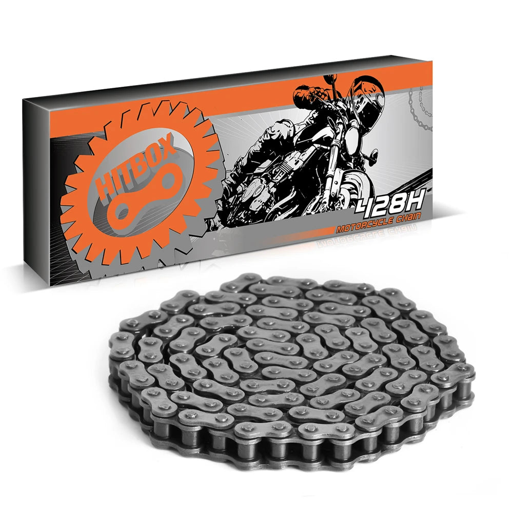 HITBOX High Quality Motorcycle Chain Sets 428H 108/120 Links 21KNmin for Mini Dirt Bike ATV Motorbike O-ring Oil Seal Chain