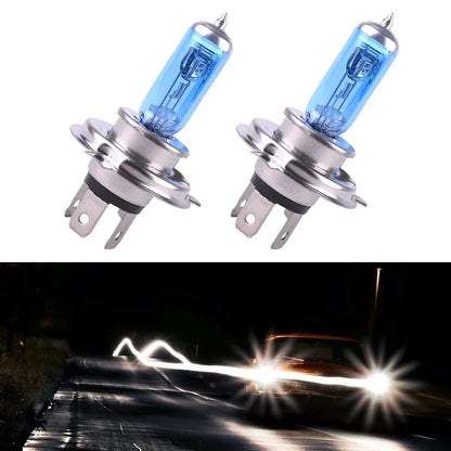 2Pcs/Lot 12V 100W H4 Xenon Gas Super Bright White Car Headlight Light