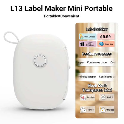 Mini Portable Thermal Printer Bluetooth Wireless Pocket Label Maker Home Study for Android iOS with 1roll Stickable Label Paper