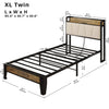 LIKIMIO Twin XL/Full/Queen/CaliforniaKing Bed Frames, Storage Headboard with Charging Station, No Box Spring Needed