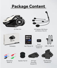 New Lexin G2 Motorcycle Intercom Helmet Bluetooth Headsets,Handsfree Communicator Up to 6 Riders Interphone with FM Radio