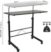 Black Pipe Rack Computer Desk, Side Table Mobile Standing, Adjustable Height & Movable, 60cm Particleboard with Triamine, Modern