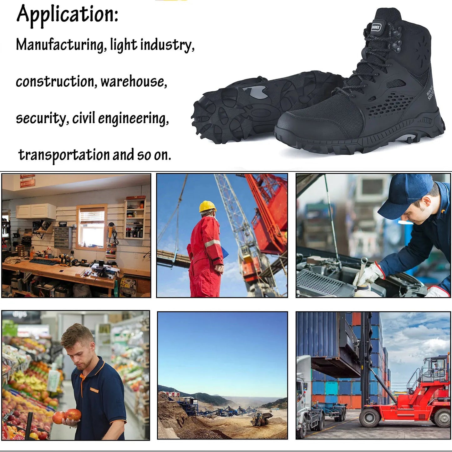SUADEX S1 Safety Boots Men Work Shoes Anti-Smashing Steel Toe Work Safety Shoes Male Female Boots Anti-slippery EUR Size 37-48 EzBuyCo