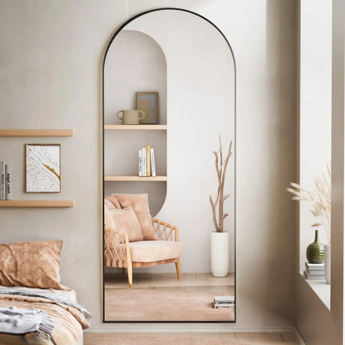 71"x26" Arch Full Length Mirror, Wall Mirror Floor Mirror with Stand Hanging or Leaning, Aluminum Alloy Frame Full Body Mirror