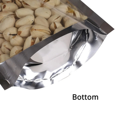 One Side Clear Mylar Plastic Bags 9x14cm Eco-friendly Smell Proof Coffee Bean Doypack Glossy Silver Stand Up Zip Lock Pouches