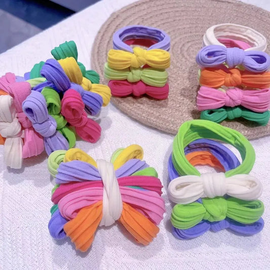 10PCS Spring Pastel Bow Scrunchies-Velvet Hair Ties for Women&Girls, Cute Ponytail Accessories with Butterfly Hair Bows Gift Set