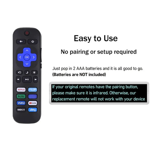 Universal Remote Control for Roku Series TV NETFLIX HD XD XS Streaming Player with Vudu Pandora Youtube Keys Infrared Controller EzBuyCo