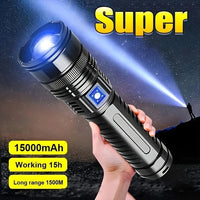 High Power LED Flashlight Super Bright LED Spotlight Long Range Torch Emergency Outdoor With 5 Lighting Modes Zoomable