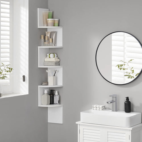 VASAGLE Corner Shelf Wall Mount, 5-Tier Floating Corner Bookshelf, Plant Shelf for Bedroom, Living Room, Bathroom, Home Office EzBuyCo