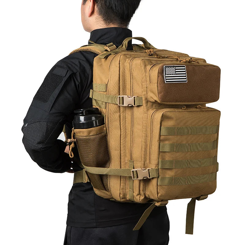 45L Molle Tactical Backpack Bag Hunting MOLLE Backpack GYM For Men EDC Outdoor Hiking Survival Rucksack Witch Bottle Holder