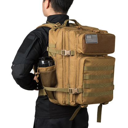 45L Molle Tactical Backpack Bag Hunting MOLLE Backpack GYM For Men EDC Outdoor Hiking Survival Rucksack Witch Bottle Holder